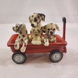 Vintage Youngs Dalmatians in Red Wagon Collectible Ceramic